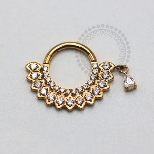 TN1178 Double Studded Segment With Titanium PVD Gold Pendant 