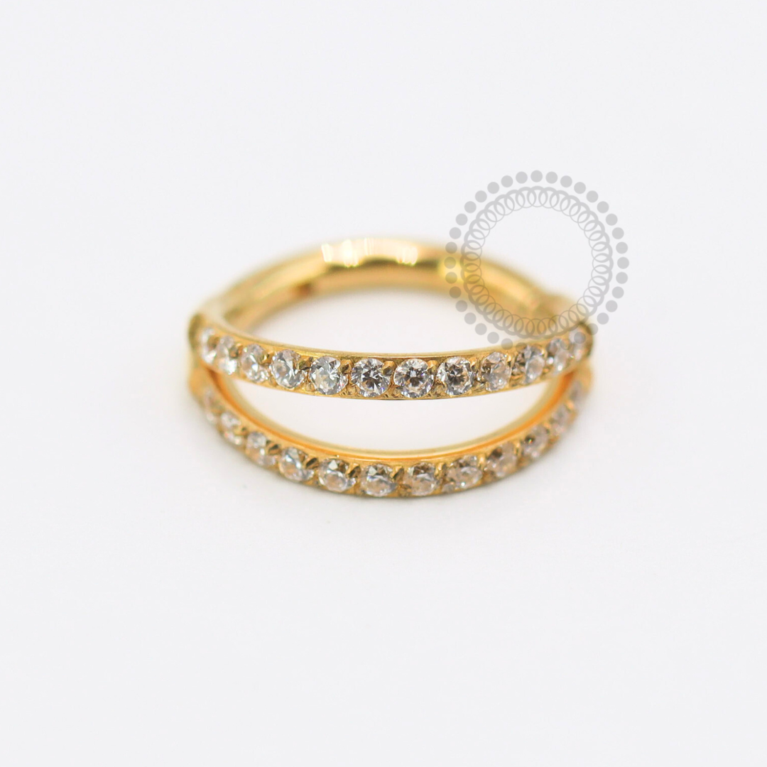 TN1787 Segmento Cravejado Duplo Titânio PVD Gold