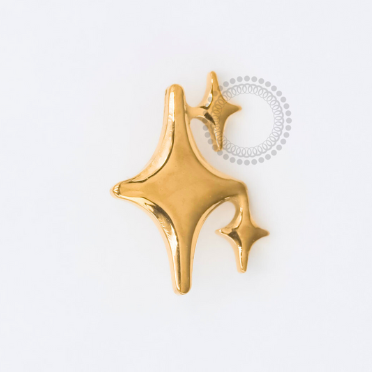 TN1783 Topo 3 Estrelas 3D Titânio PVD Gold