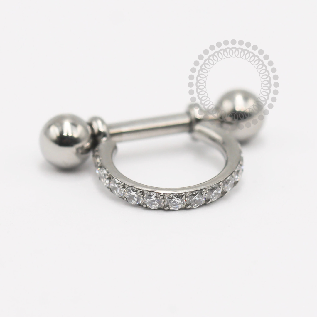 TN1875 Titanium Conch Studded Hoop Earrings ASTM F-136 