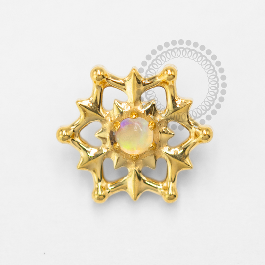 TN1646  Topo Flor de Lótus com Opala Titanio PVD Gold
