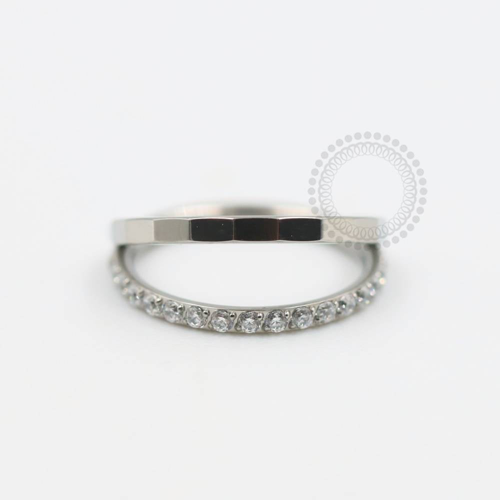 TN350 Segmento Duplo 1 Linha Cravejada Titânio