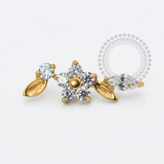 TN1768 Topo Ramo De Flor Delicado Titânio PVD Gold