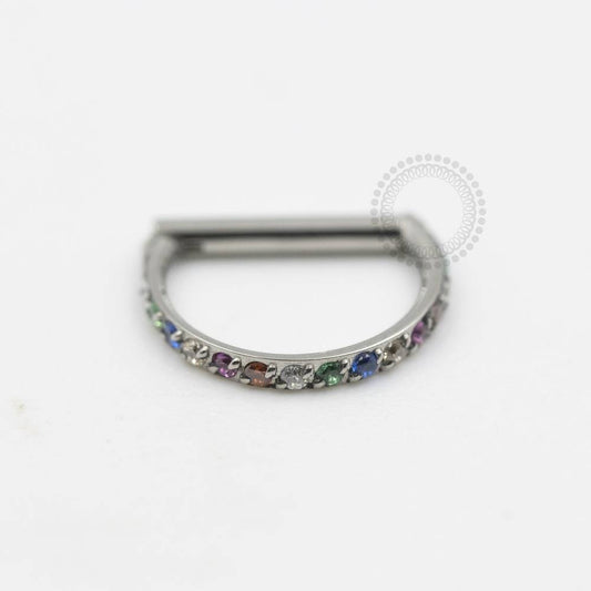 TN383 Segmento Haste Reta Cravejado Rainbow Titânio ASTM F136