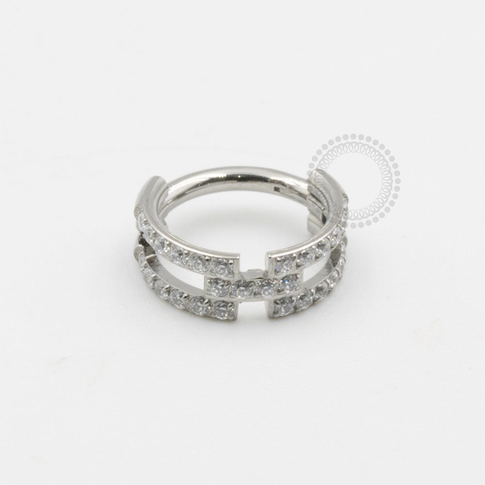 TN635 Segmento Cravejado Elo Duplo Titânio Titânio ASTM F136