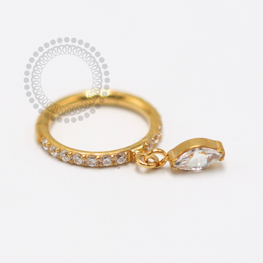 TN1536 Segmento Cravejado Pingente Navete Titânio PVD Gold