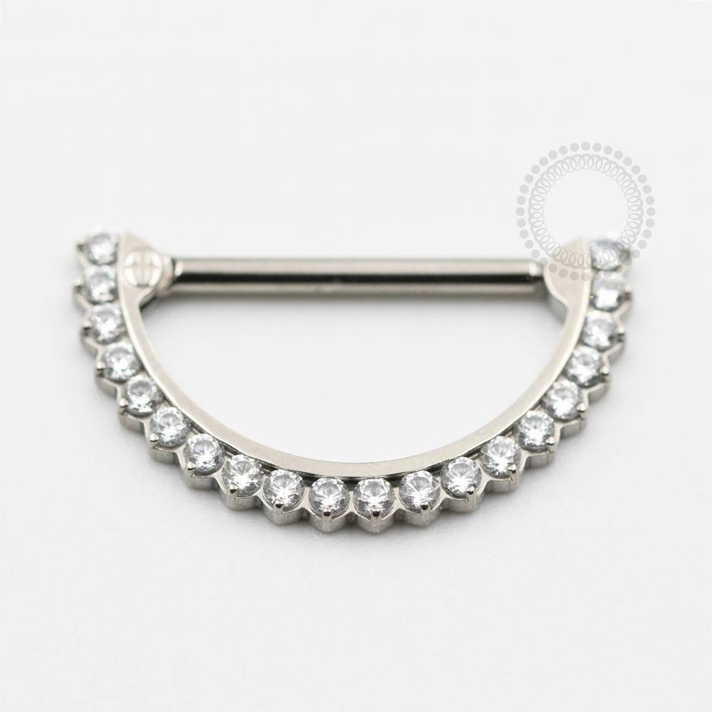TN617 Straight Shank Clicker Nipple with Titanium Studs ASTM F136