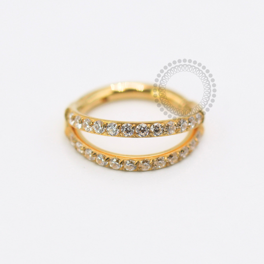 TN1787 Segmento Cravejado Duplo Titânio PVD Gold