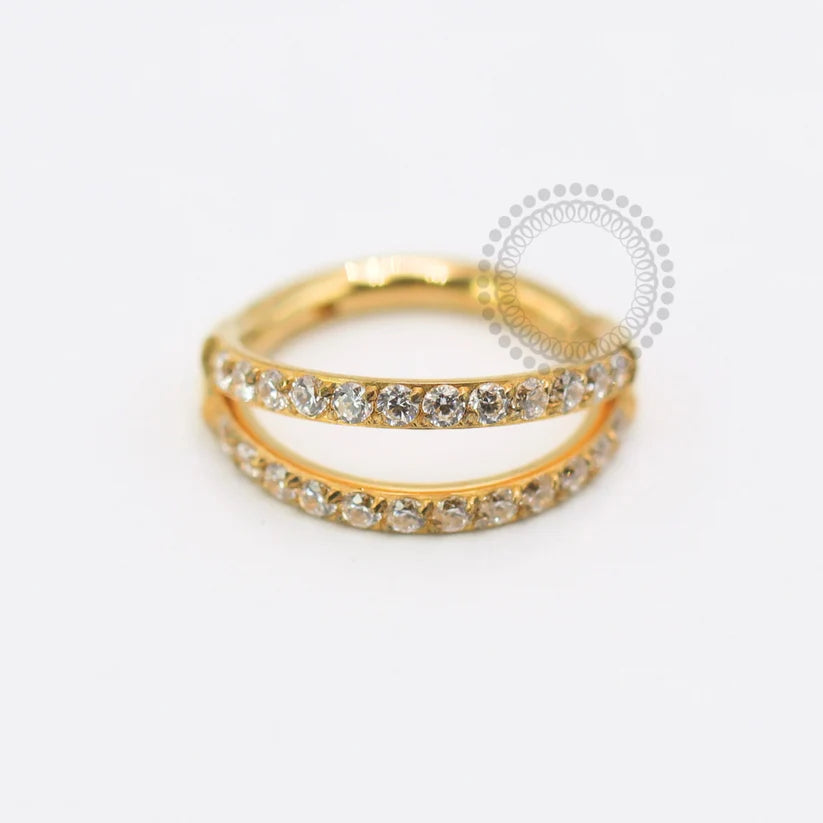 TN1787 Double Studded Segment Titanium PVD Gold 