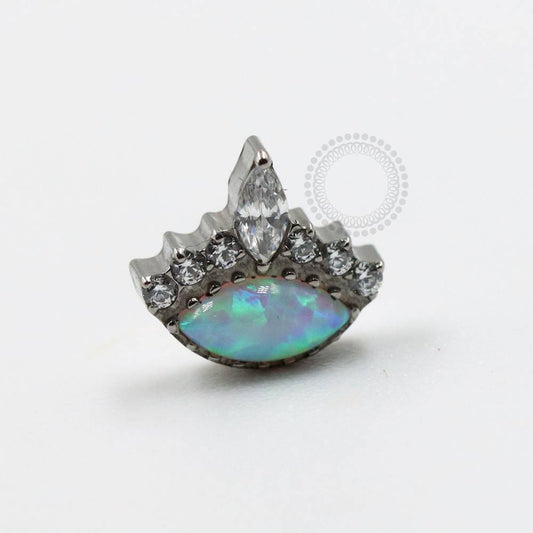 TN839 Synthetic Opal Top Studded Titanium 