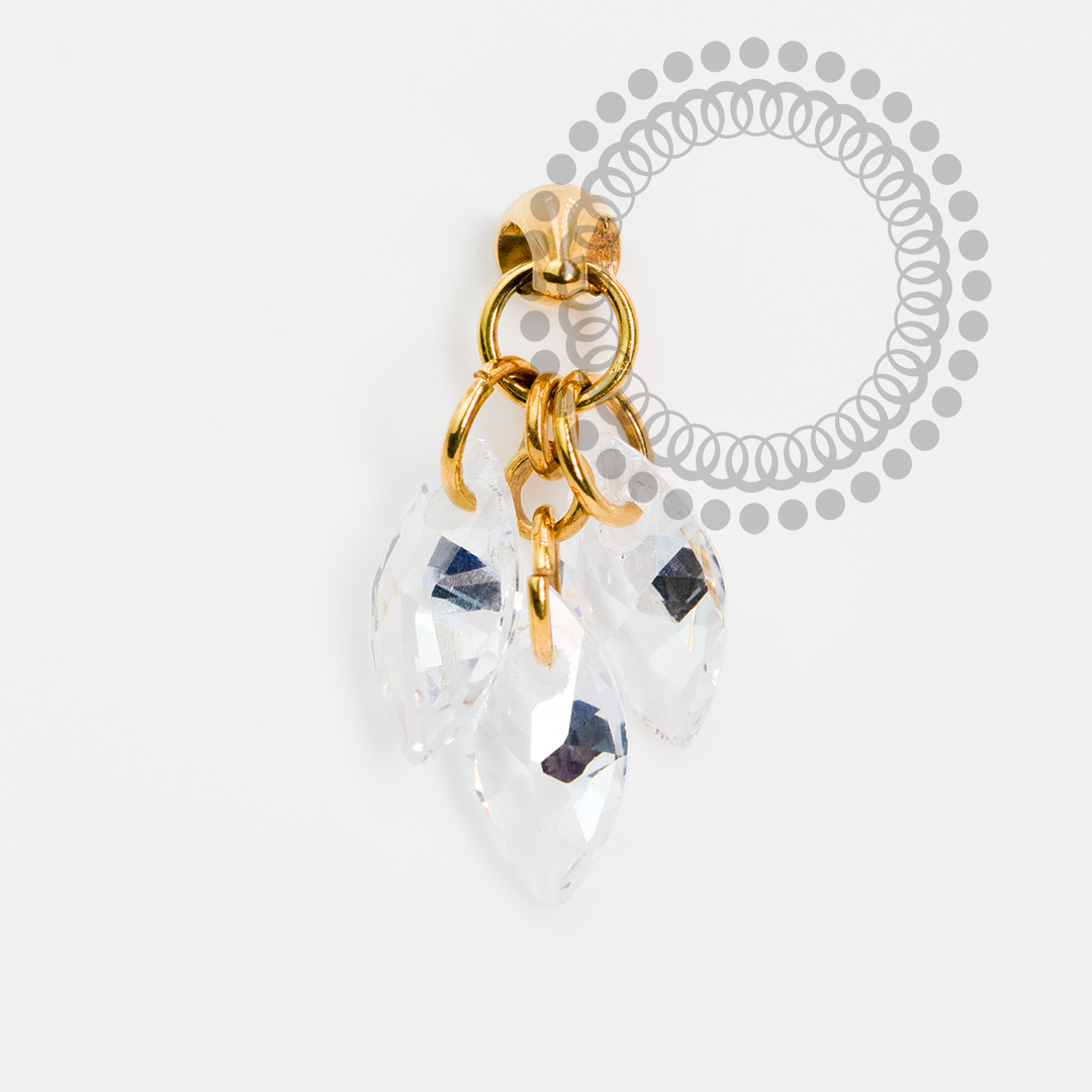 TN1985 Topo 3 Pingentes CZ Titânio PVD Gold