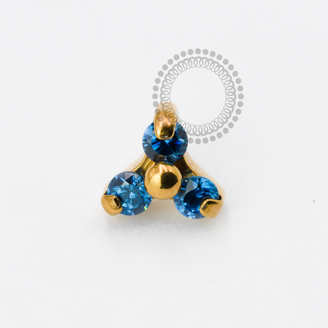 TN1942 Topo Tinity Azul Safira Titânio PVD Gold