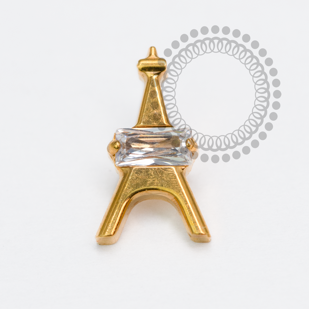 TN2070 Topo Torre Effiel CZ Titânio PVD Gold