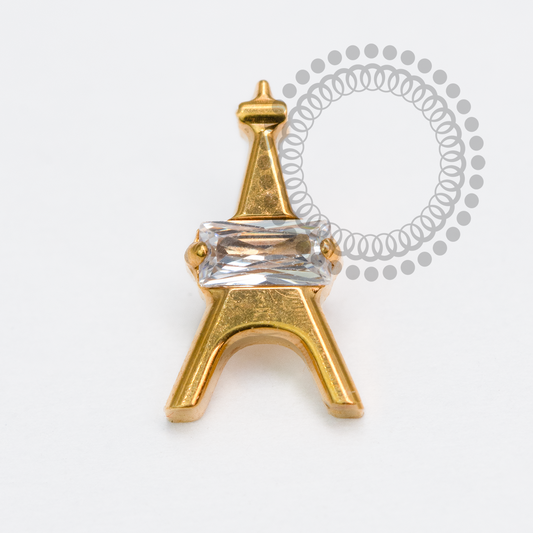 TN2070 Topo Torre Effiel CZ Titânio PVD Gold