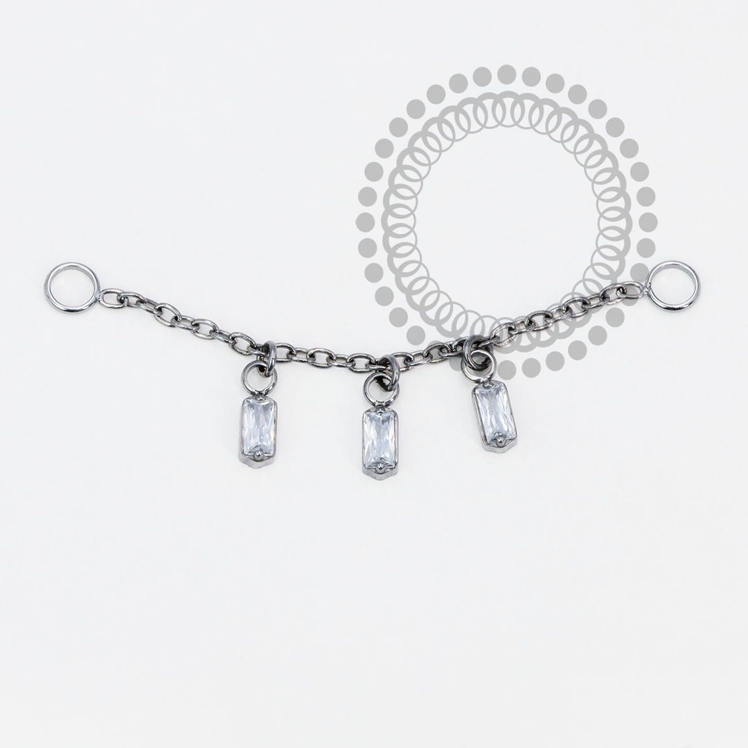 TN1968 Pendant Chains 3 Stones CZ Titanium ASTM F-136 