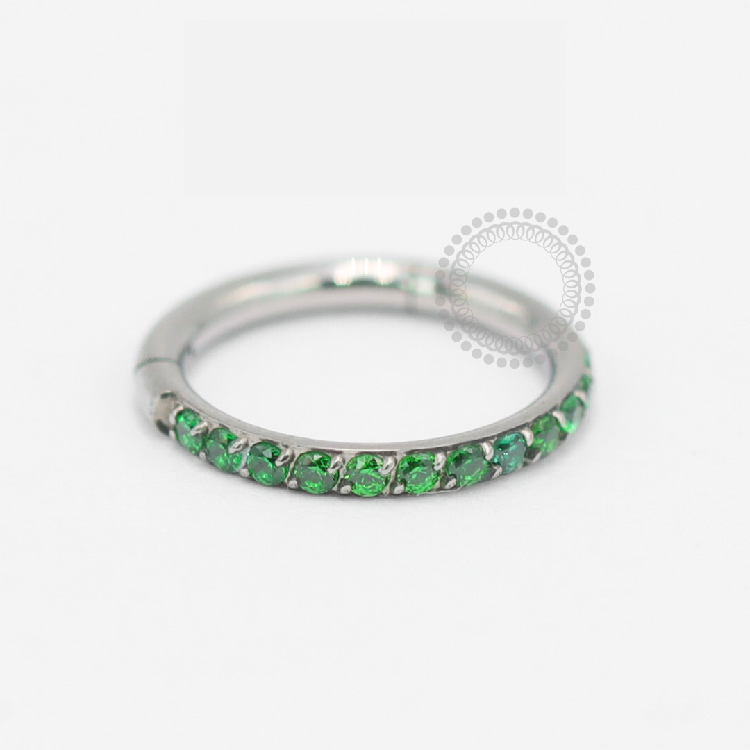 TN1859 Segmento Cravejado Esmeralda Titânio ASTM F136