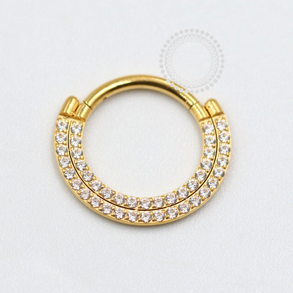 TN1081 Segmento Frontal Cravejado Duplo Titânio PVD Gold