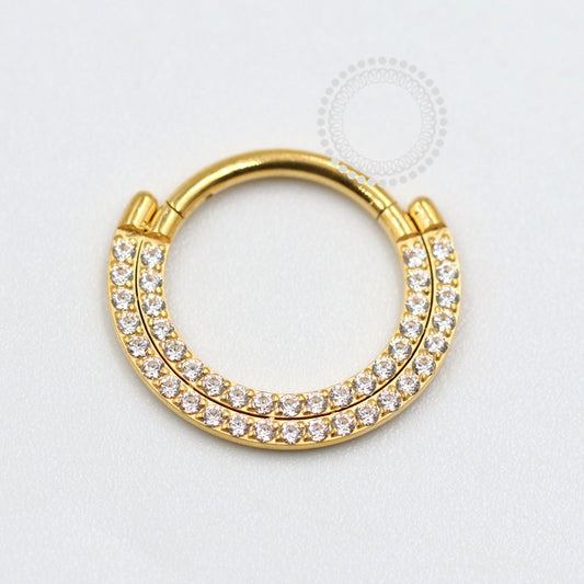 TN1081 Segmento Frontal Cravejado Duplo Titânio PVD Gold