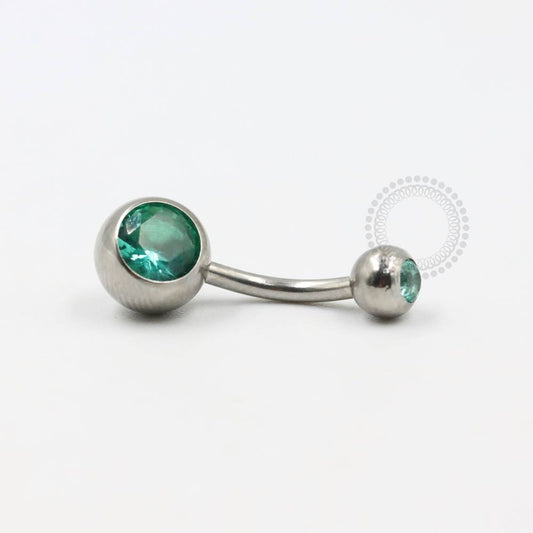 BZ08 Navel Piercing CZ Turquesa Aço 316L
