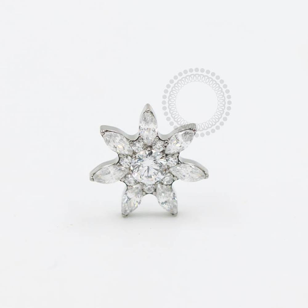 TN958 Topo Mega Flor Navetes CZ Titânio ASTM F136