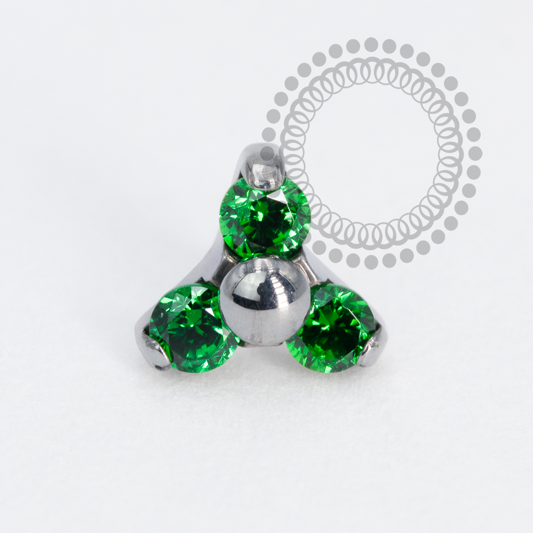 TN1981 Topo Trinity Verde Push Pin Titânio ASTM F136