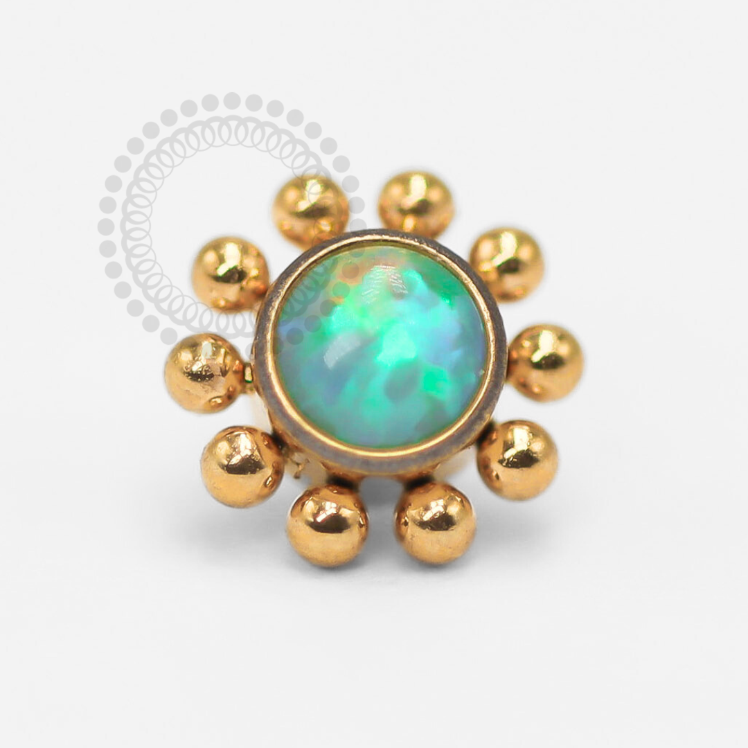 TN1339 Top Sun Stone Green Opal OP11 Titanium PVD Gold 
