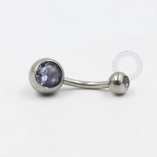 BZ04 Navel Piercing CZ Tanzanite Aço 316L