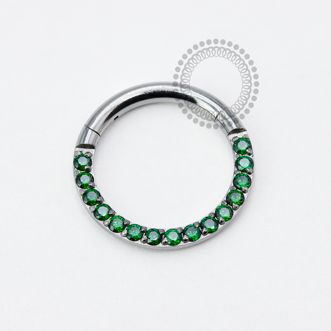TN1922 Front Segment CZ Emerald Green Titanium ASTM F-136 