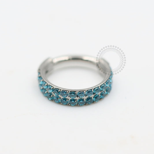 TN478 Segmento Cravejado Duplo Azul Titânio ASTM F136