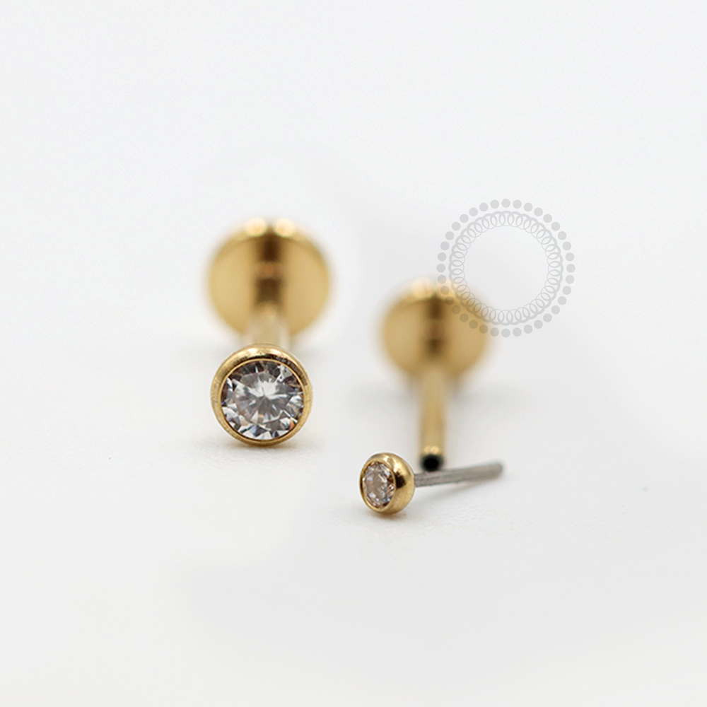 PVD112 Labret Point Light Push Pin Steel PVD Gold