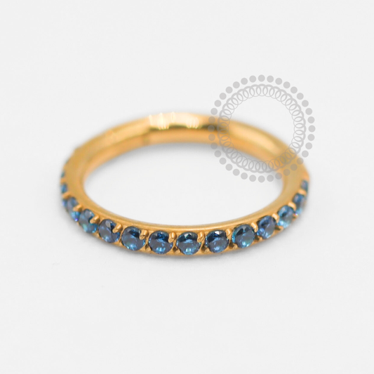 TN1906 Segmento Zircônia Azul Safira Titânio PVD Gold