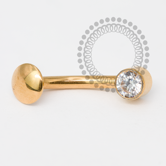 TN2041 Navel Floating CZ Frontal Push Pin Titânio PVD Gold
