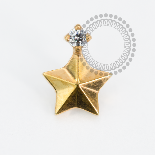 TN2014 Topo Estrela Facetada CZ Titânio PVD Gold