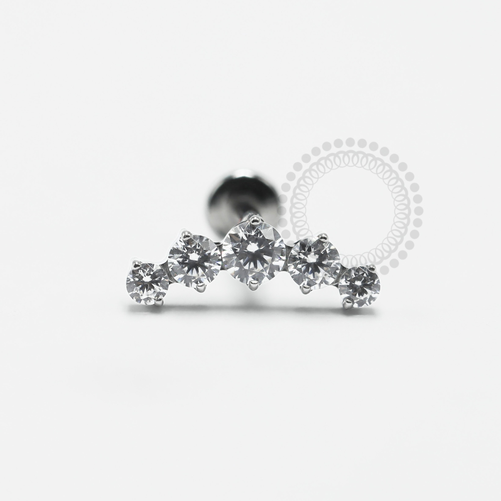 PB129 Labret Cluster Cravejado Aço 316L