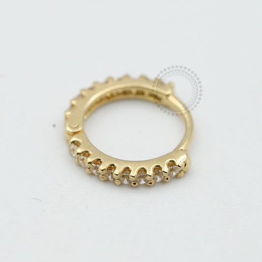 OR15 Argola Clicker Cravejada 8mm CZ Ouro 18k