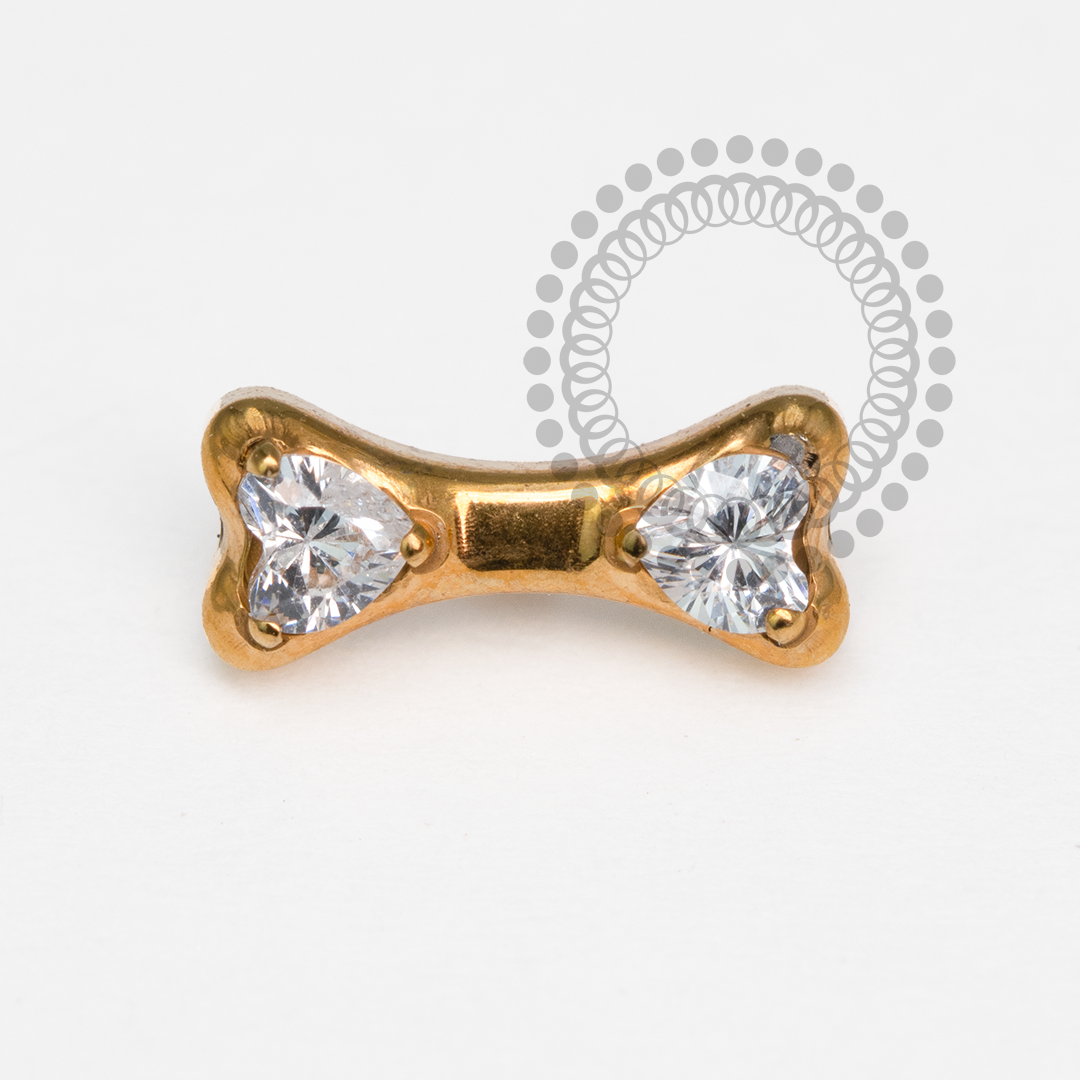 TN2076 Topo Ossinho Delicado CZ Titânio PVD Gold