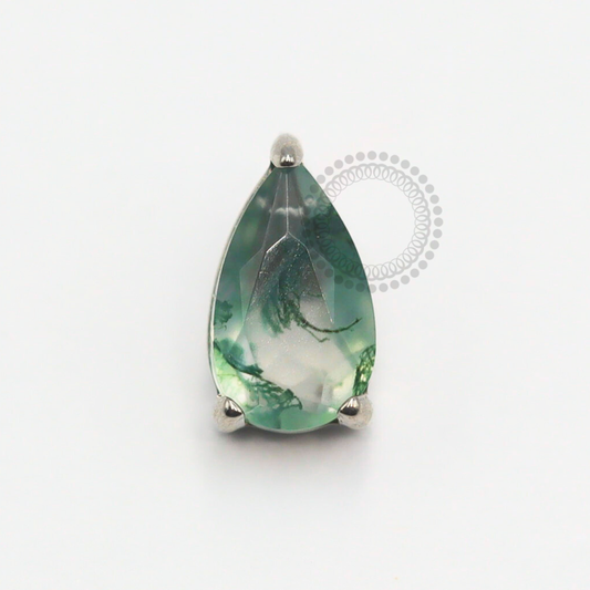 TN1831 Top Drop Stone Moss Agate Titanium ASTM F-136 