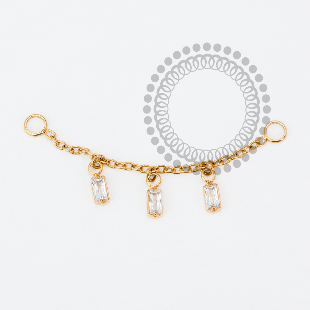 TN1975 Pendant Chain with 3 Titanium Stones and Gold PVD Finish 