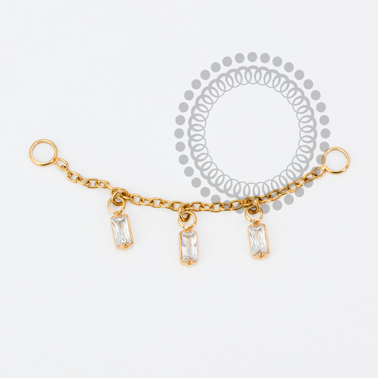 TN1975 Pendant Chain with 3 Titanium Stones and Gold PVD Finish 