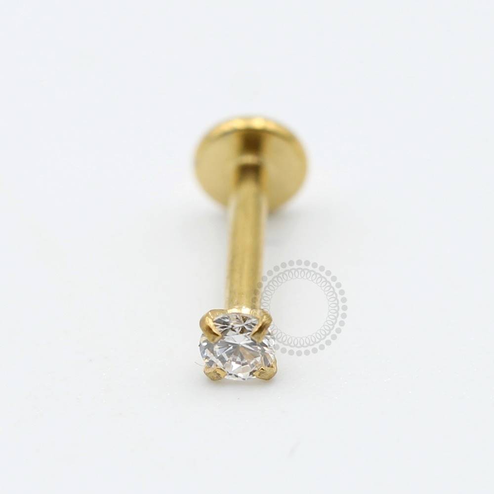 TN490 Labret Stone CZ Titânio PVD Gold