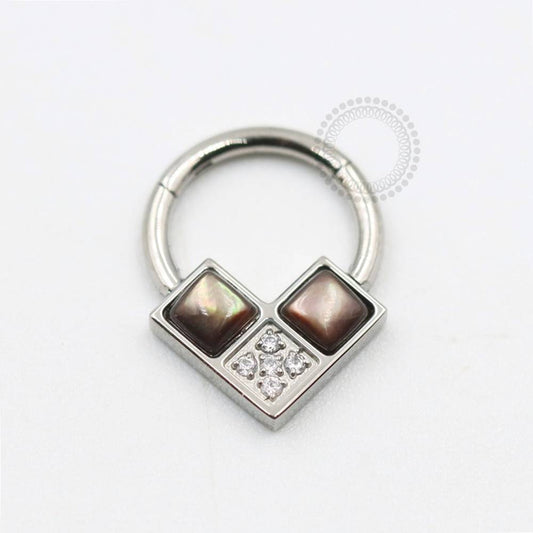 TN511 Segmento Frontal V Abalone CZ Titânio ASTM F136