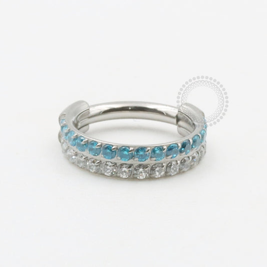 TN578 Segmento Cravejado Duplo Cristal Blue Titânio ASTM F136