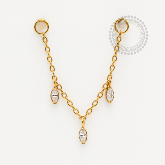 TN1819 Corrente 3 Navetes CZ Titânio PVD Gold