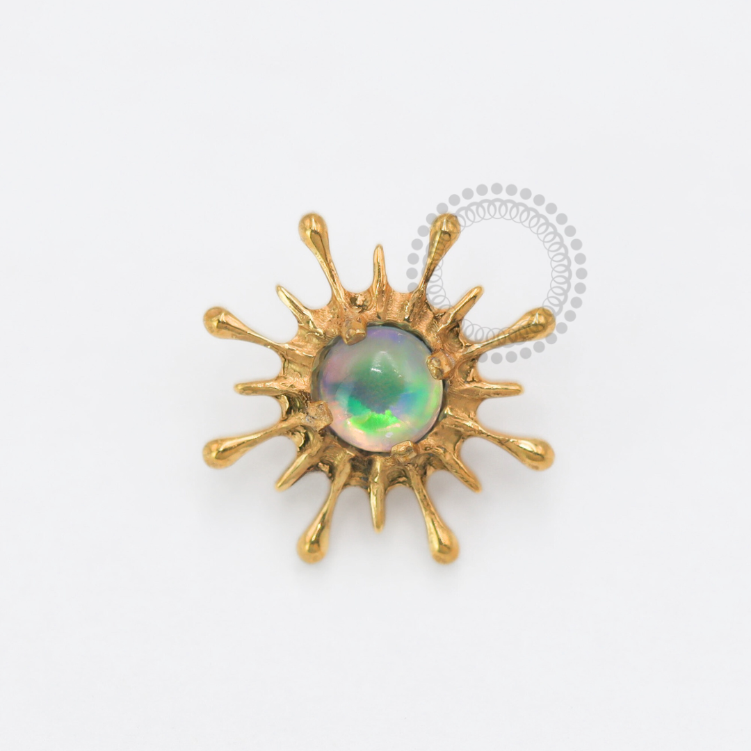 TN1796 Topo Pedra Opala Jelly Sintética (Modelo 2) Titânio PVD Gold