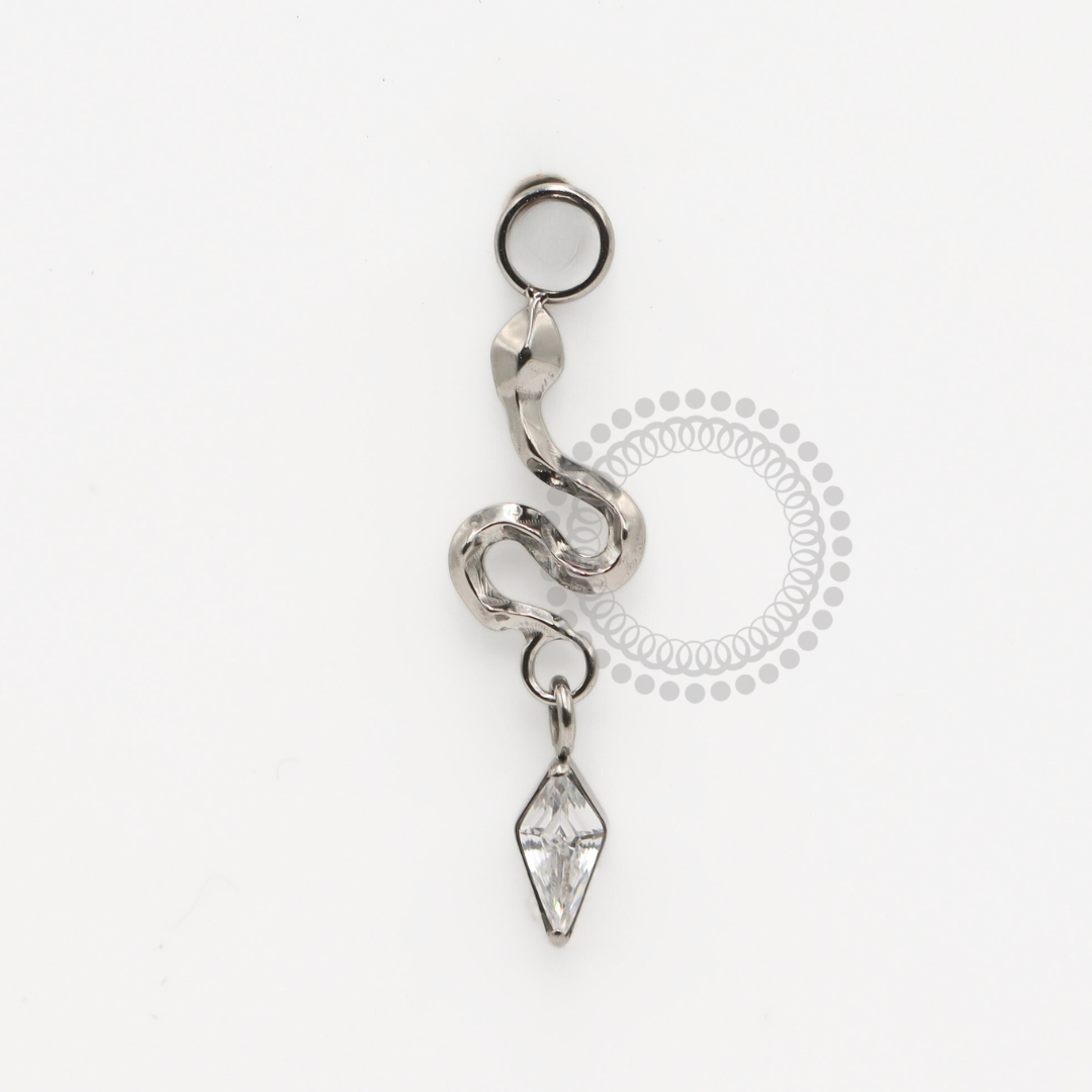 TN1870 Snake Pendant with Navette Crystal Ornament, Titanium ASTM F-136 