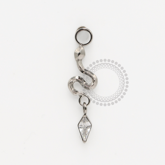 TN1870 Snake Pendant with Navette Crystal Ornament, Titanium ASTM F-136 