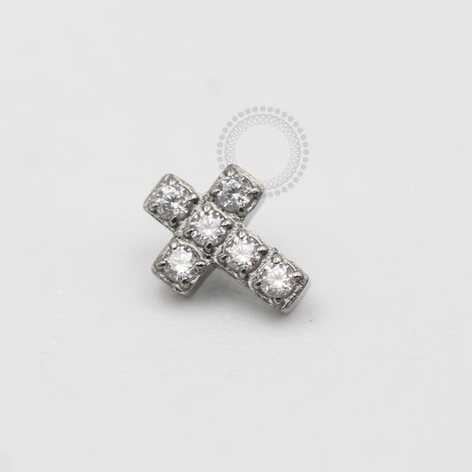TN452 Titanium Crystal CZ Cross Topper