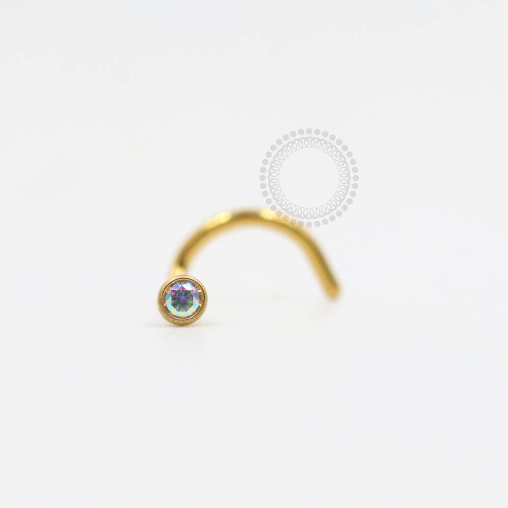 PVD99 Nostril Cristal Aço PVD Gold