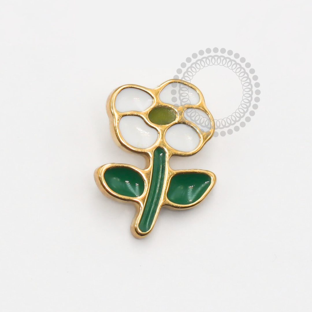 TN1884 Topo Flor Resinada Titânio PVD Gold