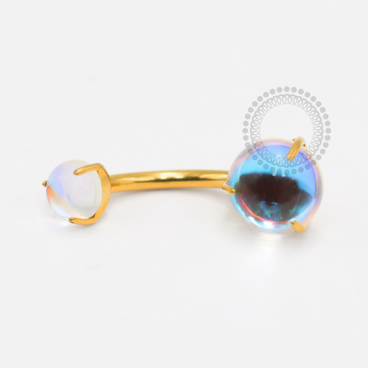 TN1816 Navel Moonstone Furta Cor Titânio PVD Gold
